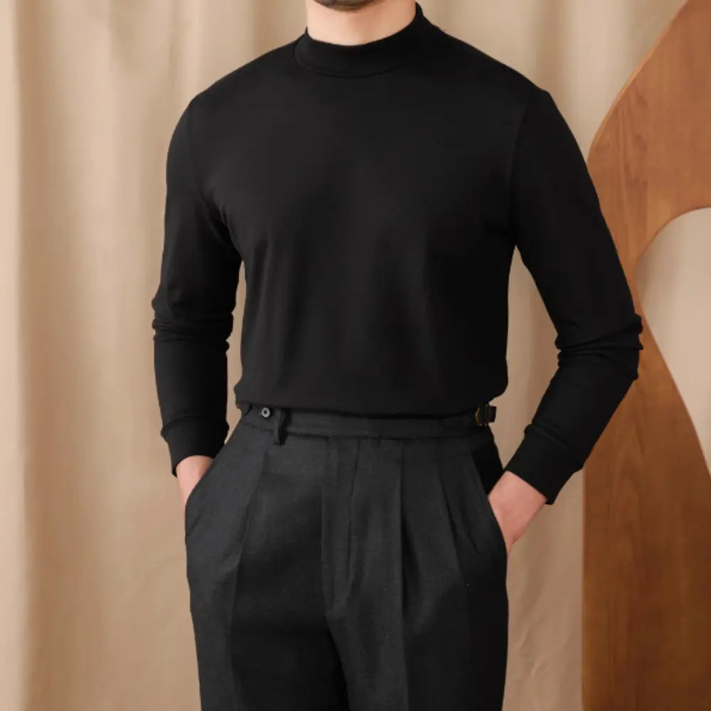 Men's Commuting Repair Height Elastic Warm Half High Neck Sweater – Winter Comfort | Old Money Aesthetic Prendersons