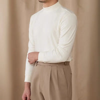 Men's Commuting Repair Height Elastic Warm Half High Neck Sweater – Winter Comfort | Old Money Aesthetic Prendersons