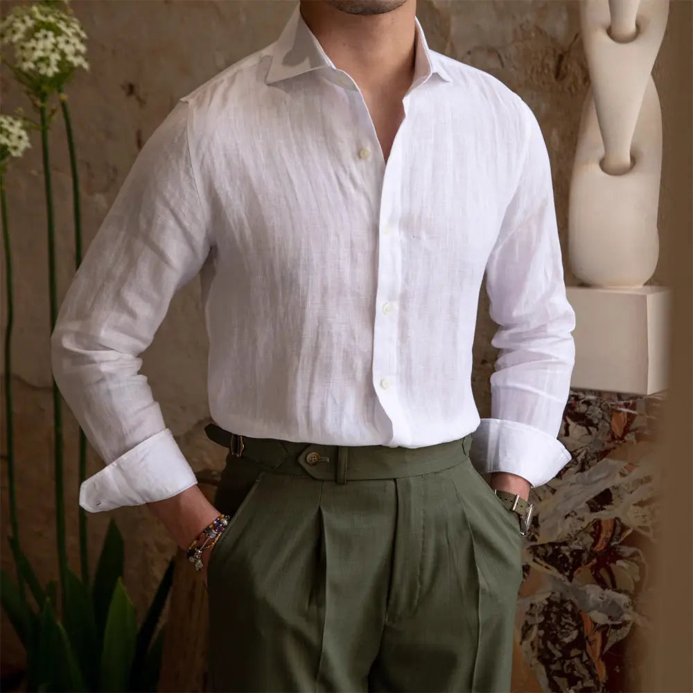Regular Fit Linen Long Sleeve Shirt – Multi Colour | Casual & Smart | Old Money Menswear