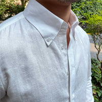 Men's Cotton Linen Casual Solid Color Long Sleeve Shirt Prendersons