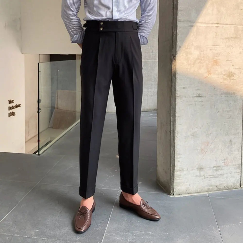 Loose Fit Mens Suit Pants – White, Khaki, Black, Dark Grey | Banquet Ready | Old Money Menswear Prendersons