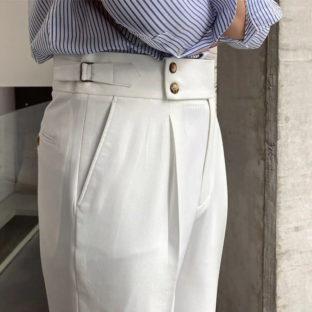 Loose Fit Mens Suit Pants – White, Khaki, Black, Dark Grey | Banquet Ready | Old Money Menswear