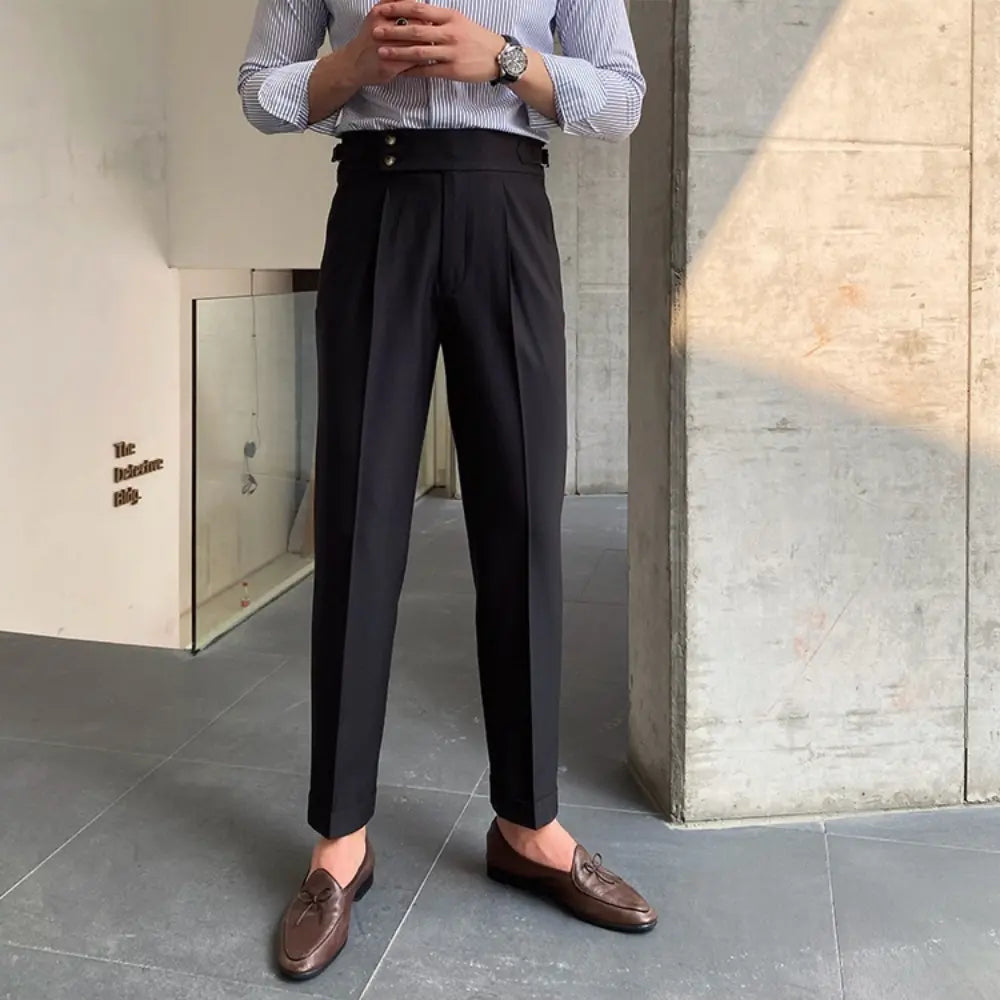 Loose Fit Mens Suit Pants – White, Khaki, Black, Dark Grey | Banquet Ready | Old Money Menswear Prendersons