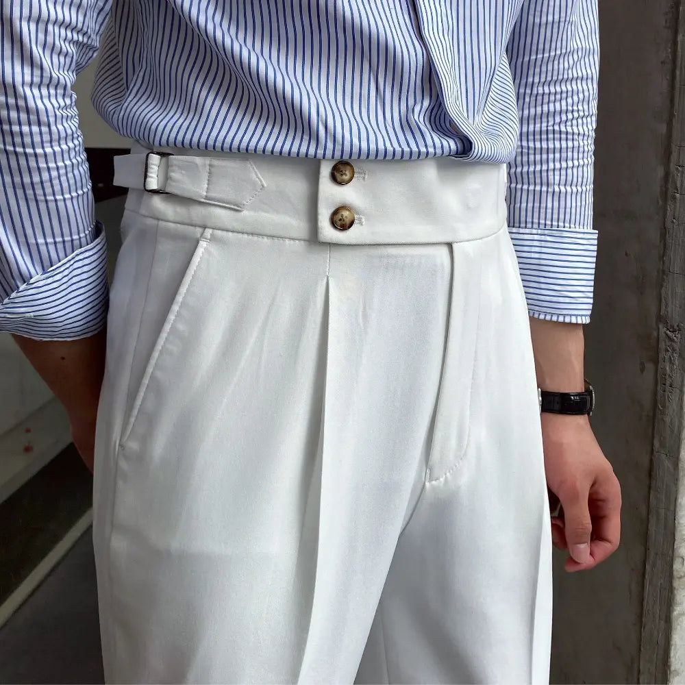 Loose Fit Mens Suit Pants – White, Khaki, Black, Dark Grey | Banquet Ready | Old Money Menswear