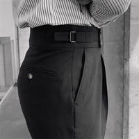 Loose fit men's suit pants - black