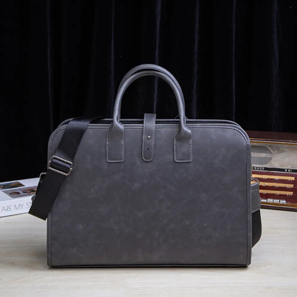 Structured Waterproof Men's Briefcase – Dark Gray & Plaid | Business Travel | Old Money Commute