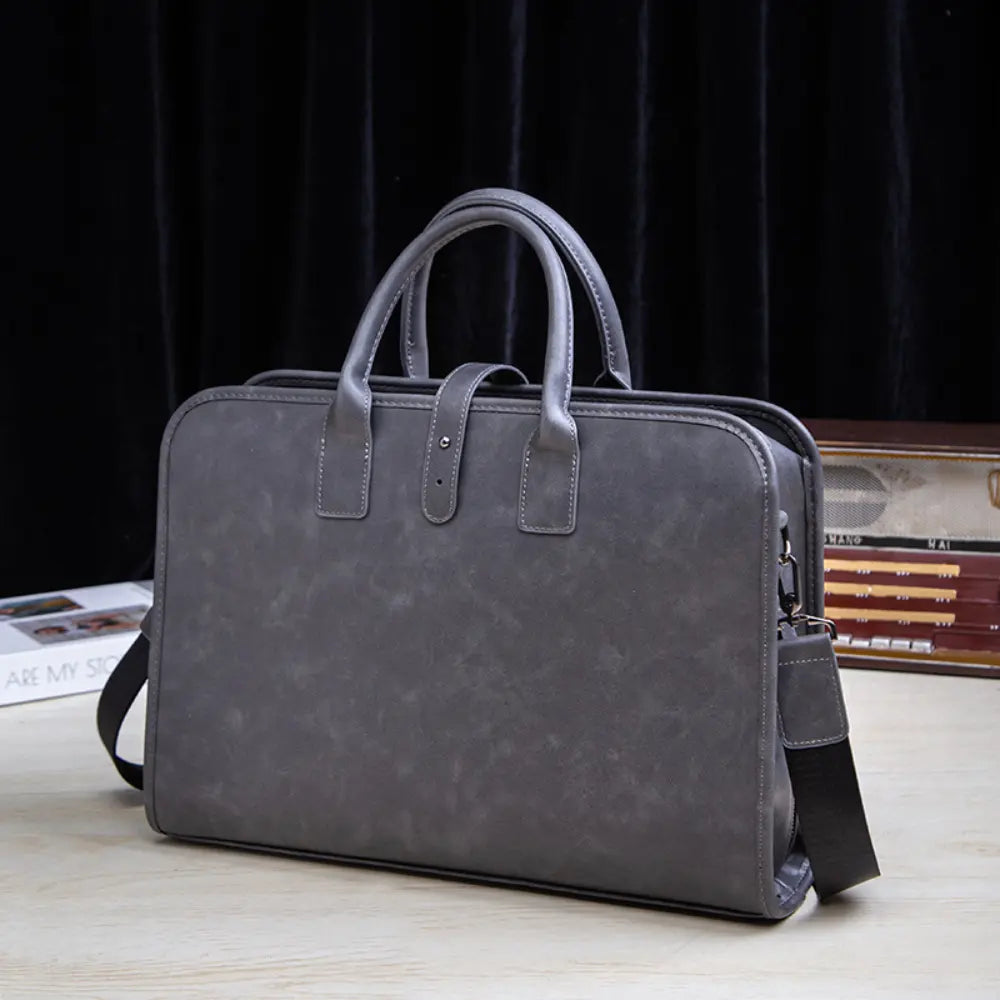 Structured Waterproof Men's Briefcase – Dark Gray & Plaid | Business Travel | Old Money Commute