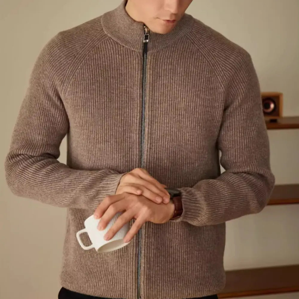 Men's High-end Relaxed Fit Warm Sweater – Earl Red | All-Season Layering | Old Money Knitwear