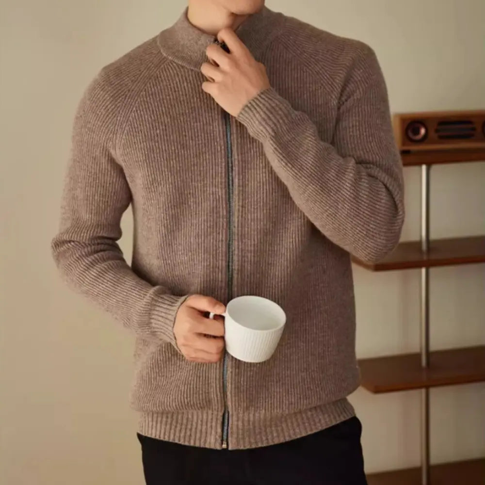 Men's High-end Relaxed Fit Warm Sweater – Earl Red | All-Season Layering | Old Money Knitwear