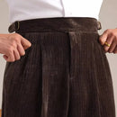 Men's High Waisted Vintage Corduroy Double Pleated Straight Leg Pants Prendersons