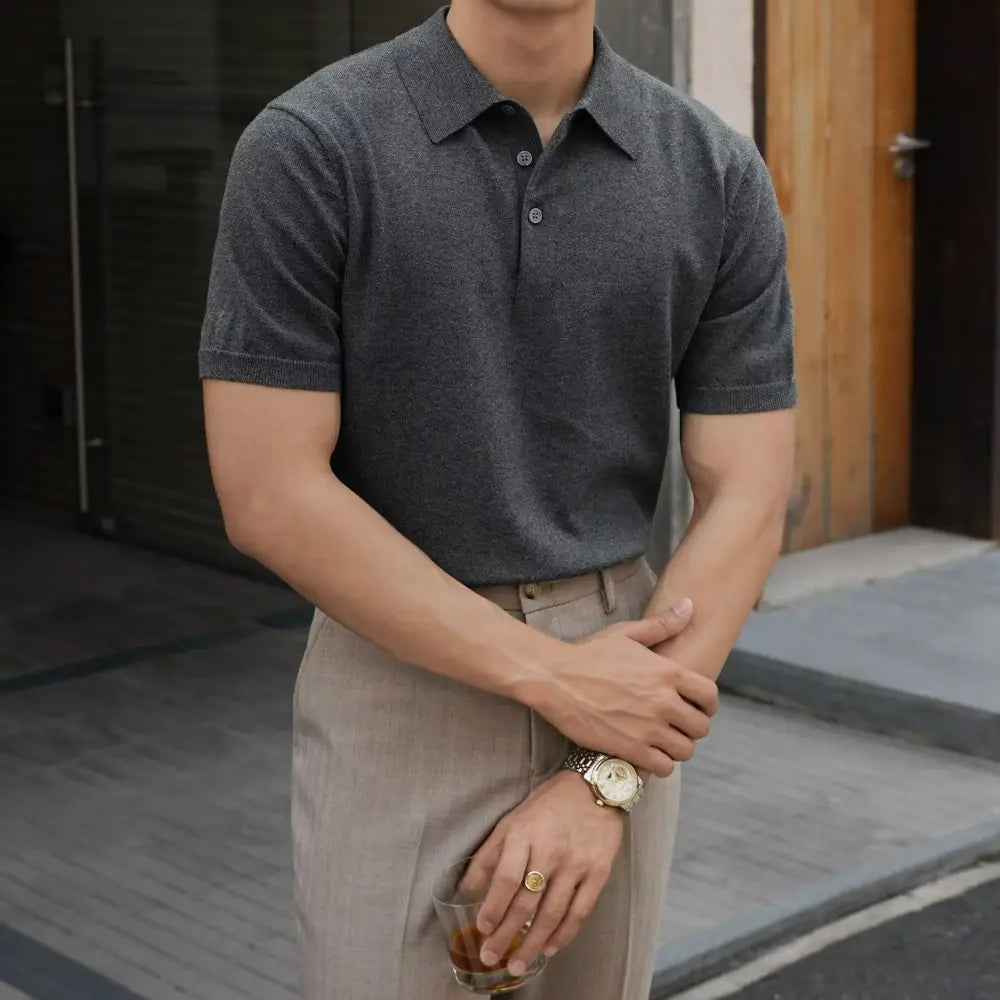 Men's Henry Collar slim fit Polo shirts–  Leisure Style | Old Money Pullover
