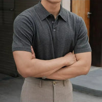 Men's loose Henry collar shirt