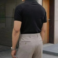 Men's loose Henry collar shirt