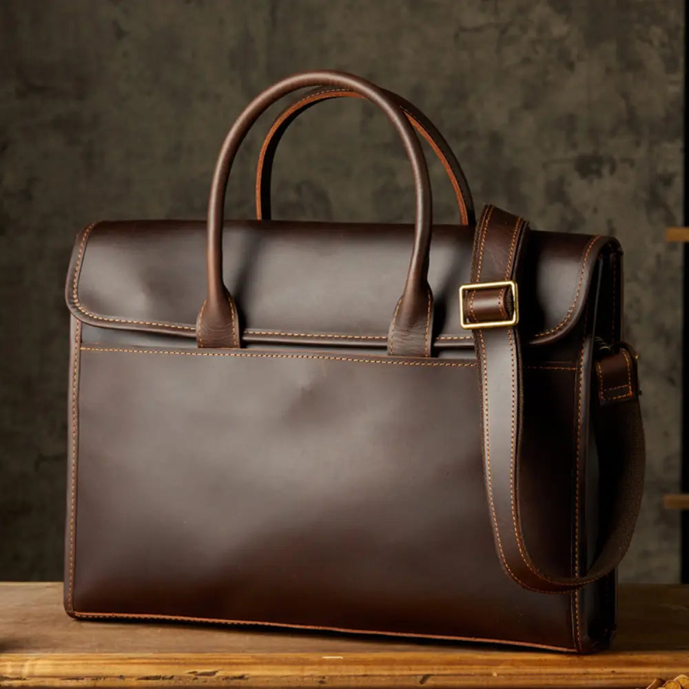 Men's OL Business Casual Leather Briefcase - Dark Brown | Business Essential | Old Money Aesthetic
