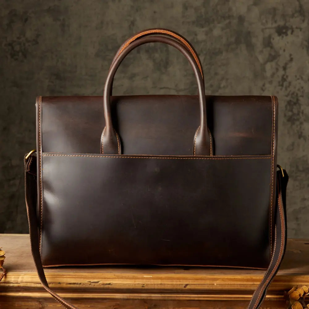 Men's OL Business Casual Leather Briefcase - Dark Brown | Business Essential | Old Money Aesthetic