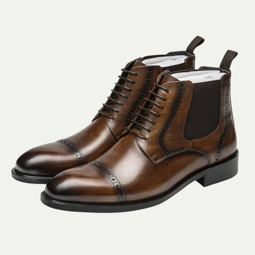 Pointed Toe Retro Martin Boots – Yellow Brown | Handmade Leather | Old Money Footwear