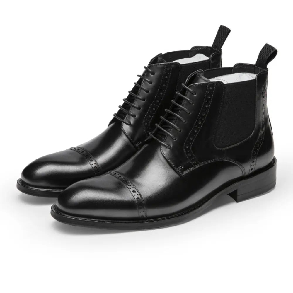 Men's Pointed Toe Retro Martin Boots Top Layer Cowhide Prendersons