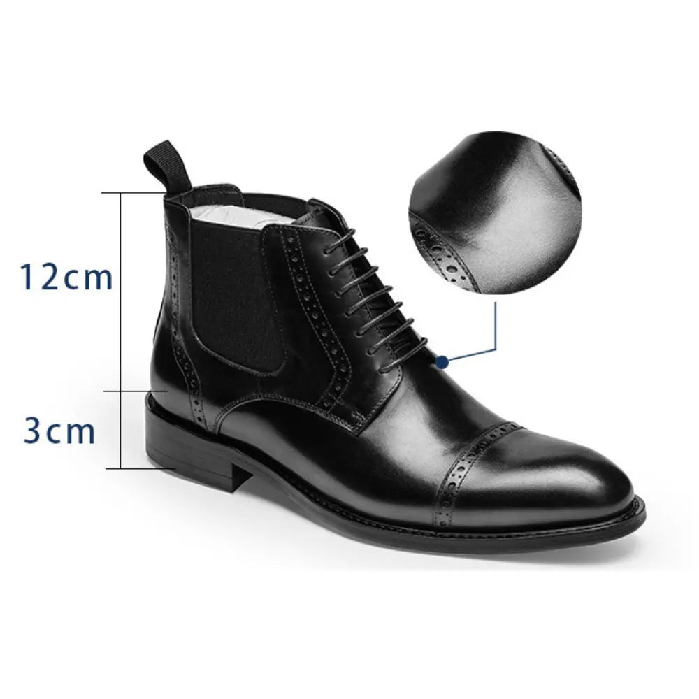 Men's Pointed Toe Retro Martin Boots Top Layer Cowhide Prendersons