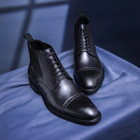 Men's Pointed Toe Retro Martin Boots Top Layer Cowhide Prendersons