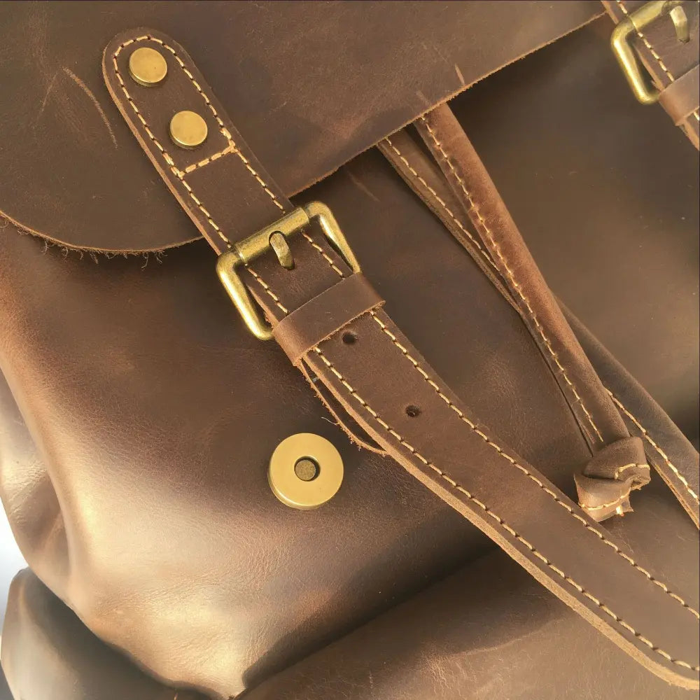 Structured Fit Mens Leather Backpack – Brown | Daily Travel | Old Money Vintage Leather Prendersons