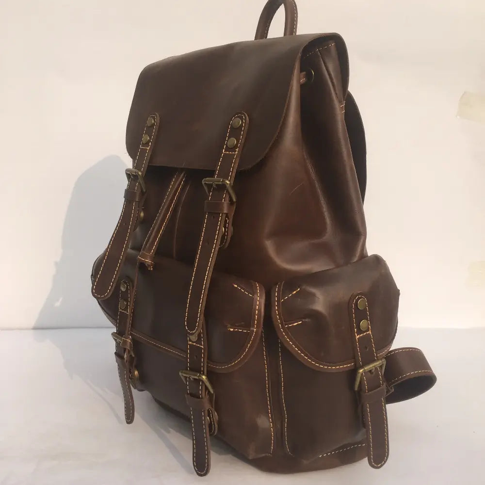 Structured Fit Mens Leather Backpack – Brown | Daily Travel | Old Money Vintage Leather Prendersons
