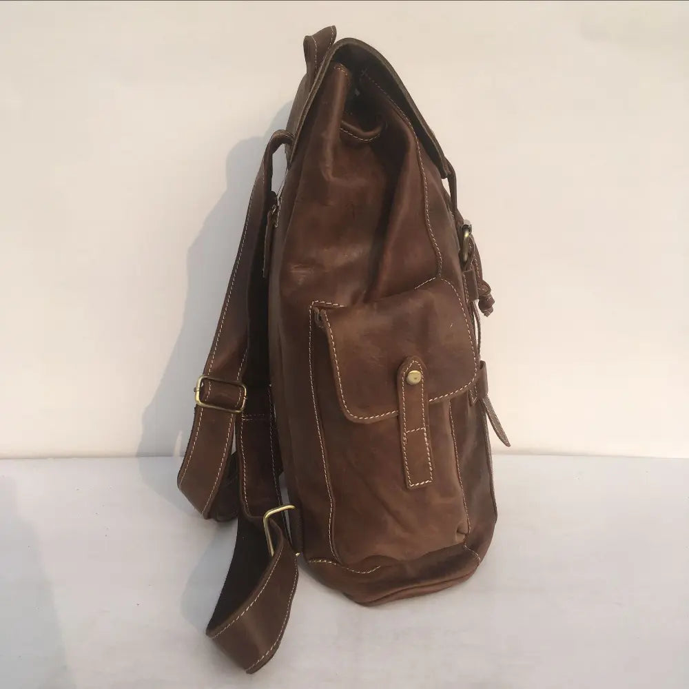 Structured Fit Mens Leather Backpack – Brown | Daily Travel | Old Money Vintage Leather Prendersons