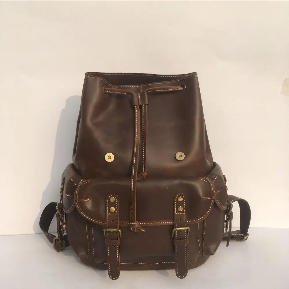 Structured Fit Mens Leather Backpack – Brown | Daily Travel | Old Money Vintage Leather Prendersons