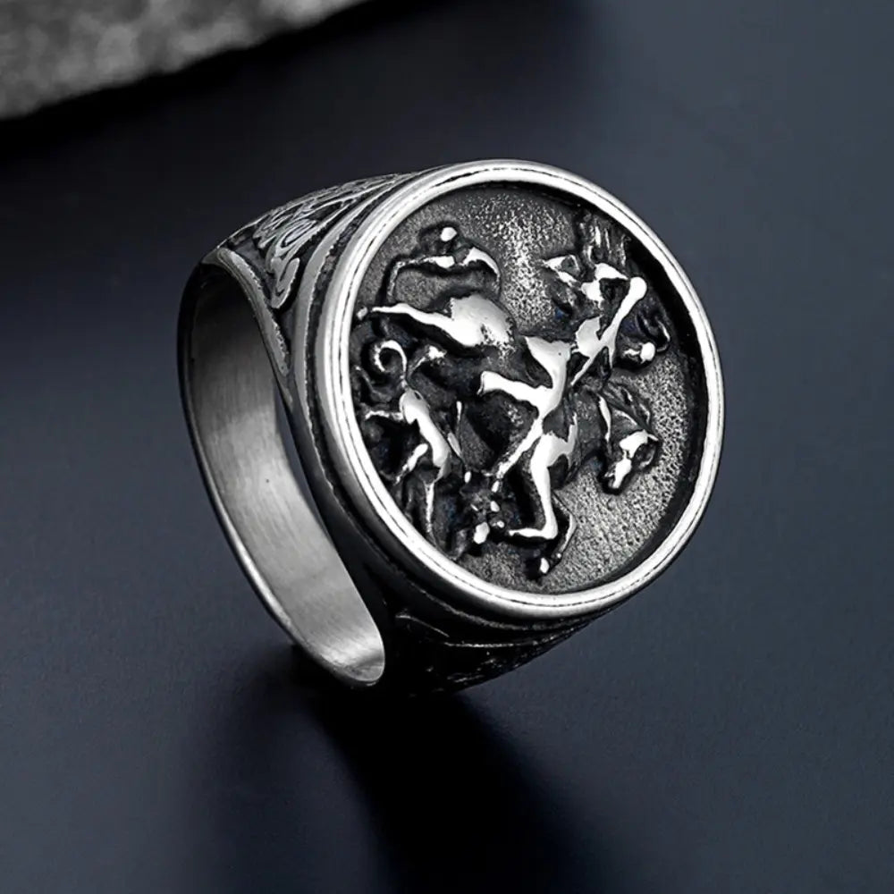 Men’s Dragon Ring – Titanium Steel | Roman Soldier Style | Old Money Aesthetic