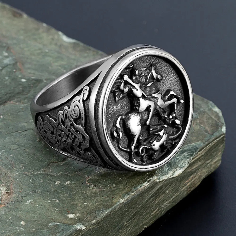 Men’s Dragon Ring – Titanium Steel | Roman Soldier Style | Old Money Aesthetic