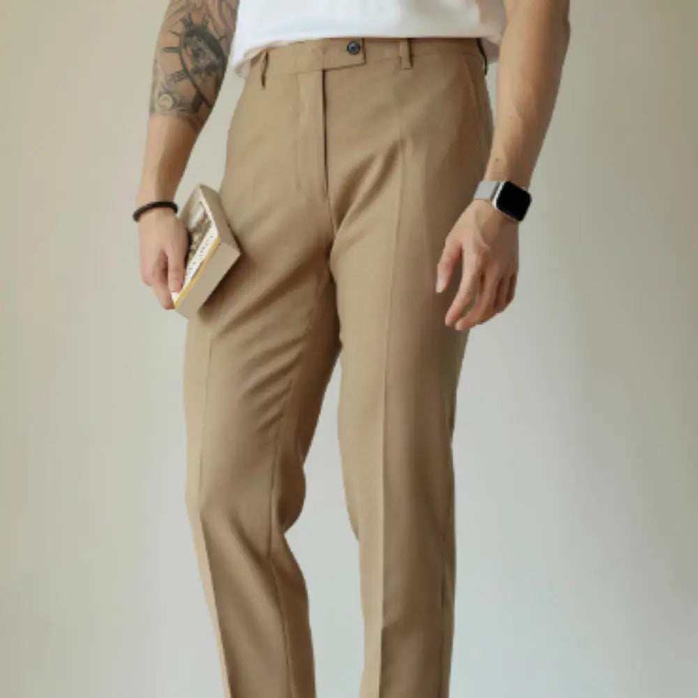 Men's Slim Fit Elastic Straight Commuter Trousers Prendersons