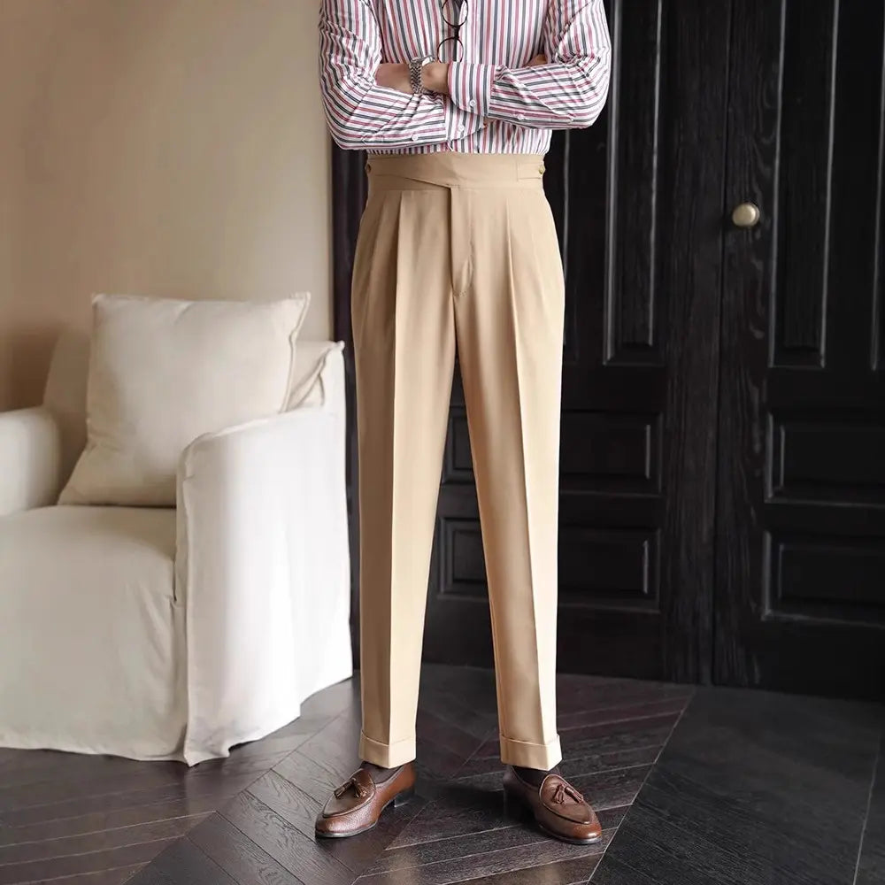 All-Match Mens Straight Leg Trousers – Black, White, Khaki | Business Casual | Men’s Classic Wardrobe