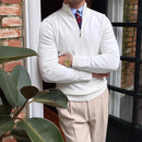 Men's Stand Collar Zipper Knitted Long Sleeve Sweater – Black, White & Brown | Old Money Menswear Prendersons