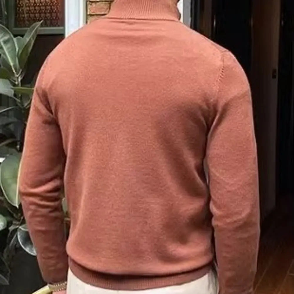 Men's Stand Collar Zipper Knitted Long Sleeve Sweater – Black, White & Brown | Old Money Menswear Prendersons