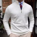 Men's Stand Collar Zipper Knitted Long Sleeve Sweater – Black, White & Brown | Old Money Menswear Prendersons