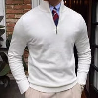 Men's Stand Collar Zipper Knitted Long Sleeve Sweater – Black, White & Brown | Old Money Menswear Prendersons