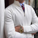 Men's Stand Collar Zipper Knitted Long Sleeve Sweater – Black, White & Brown | Old Money Menswear Prendersons