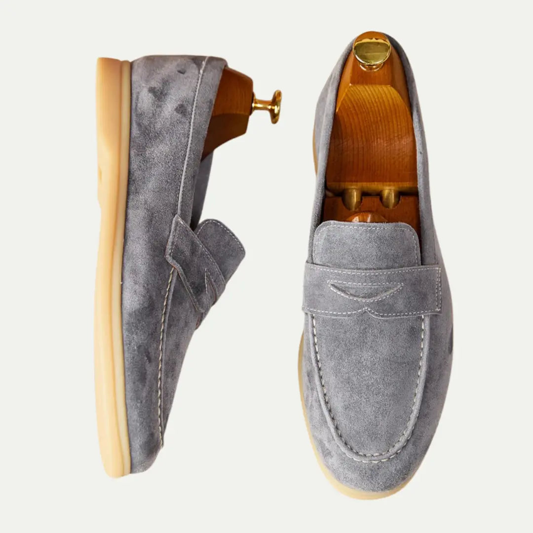 Regular Fit Square Toe Suede Loafers – Cloudy Blue | Summer Shoes | Old Money Casual