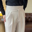 Men's Versatile Italian Button Gorkha District High Waist Straight Drooping Trousers Prendersons
