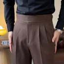 Men's Versatile Italian Button Gorkha District High Waist Straight Drooping Trousers Prendersons