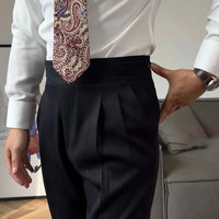 Men's Versatile Italian Button Gorkha District High Waist Straight Drooping Trousers Prendersons