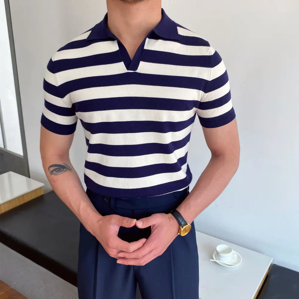 Versatile Men's Casual Striped Shirt - Summer Casual | Old Money Aesthetic