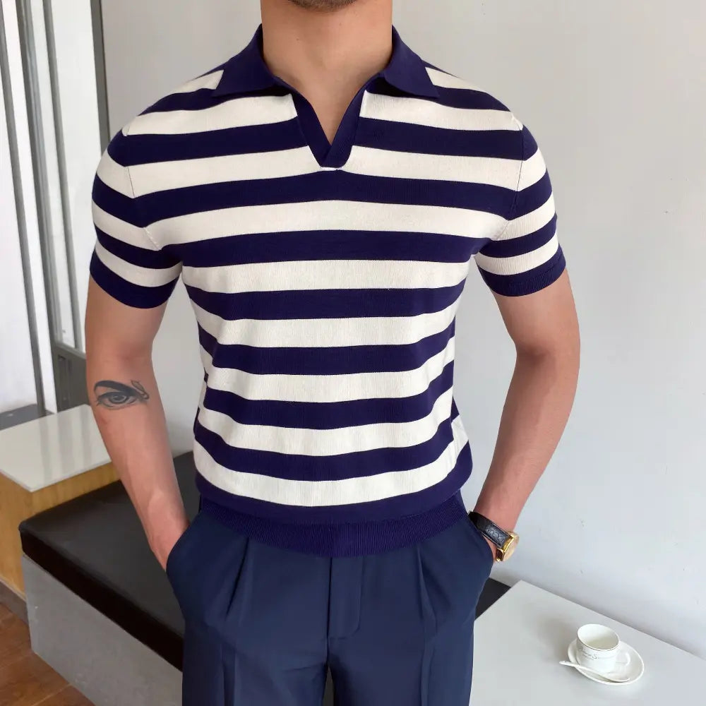 Versatile Men's Casual Striped Shirt - Summer Casual | Old Money Aesthetic