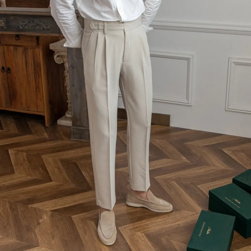 Straight Fit Cropped Pant for Men – Spring-Autumn Essential | British Old Money Menswear Prendersons