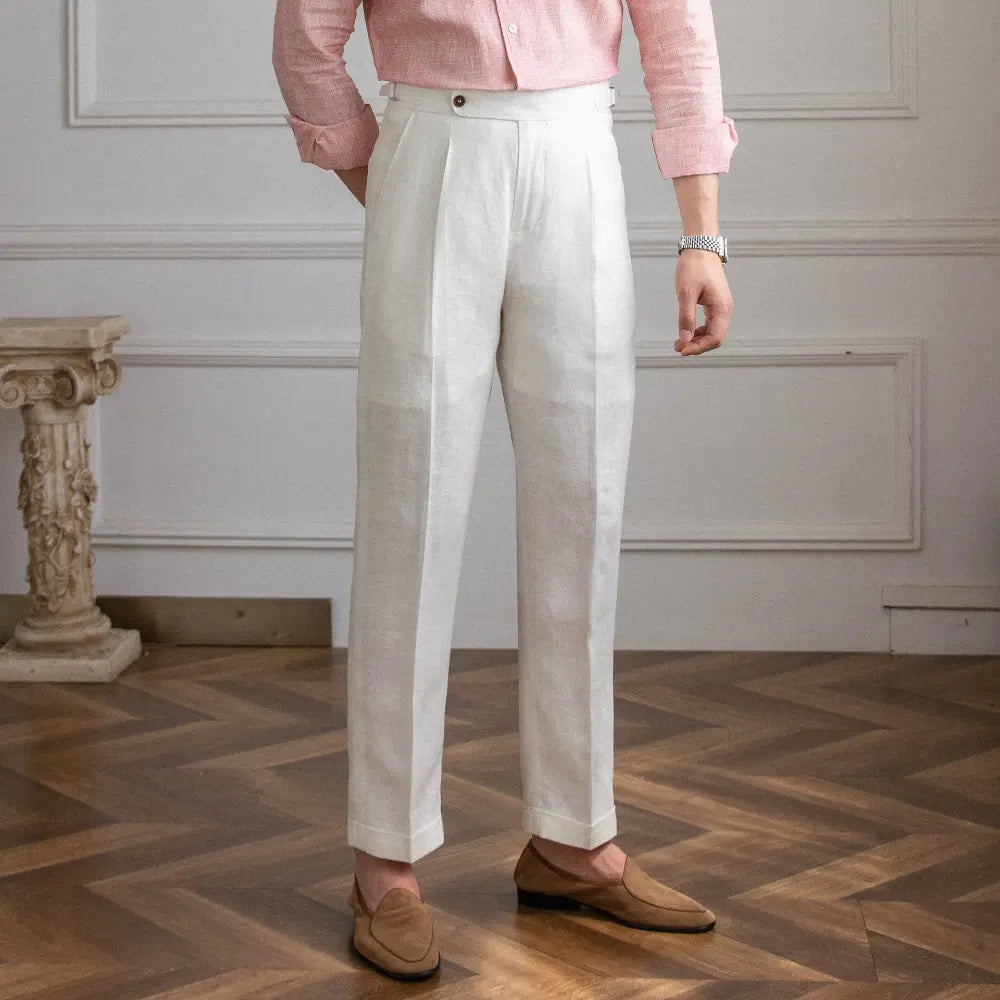 High Waist Linen Italian Pants – Neutral | Summer Styling | Old Money Italian Ease