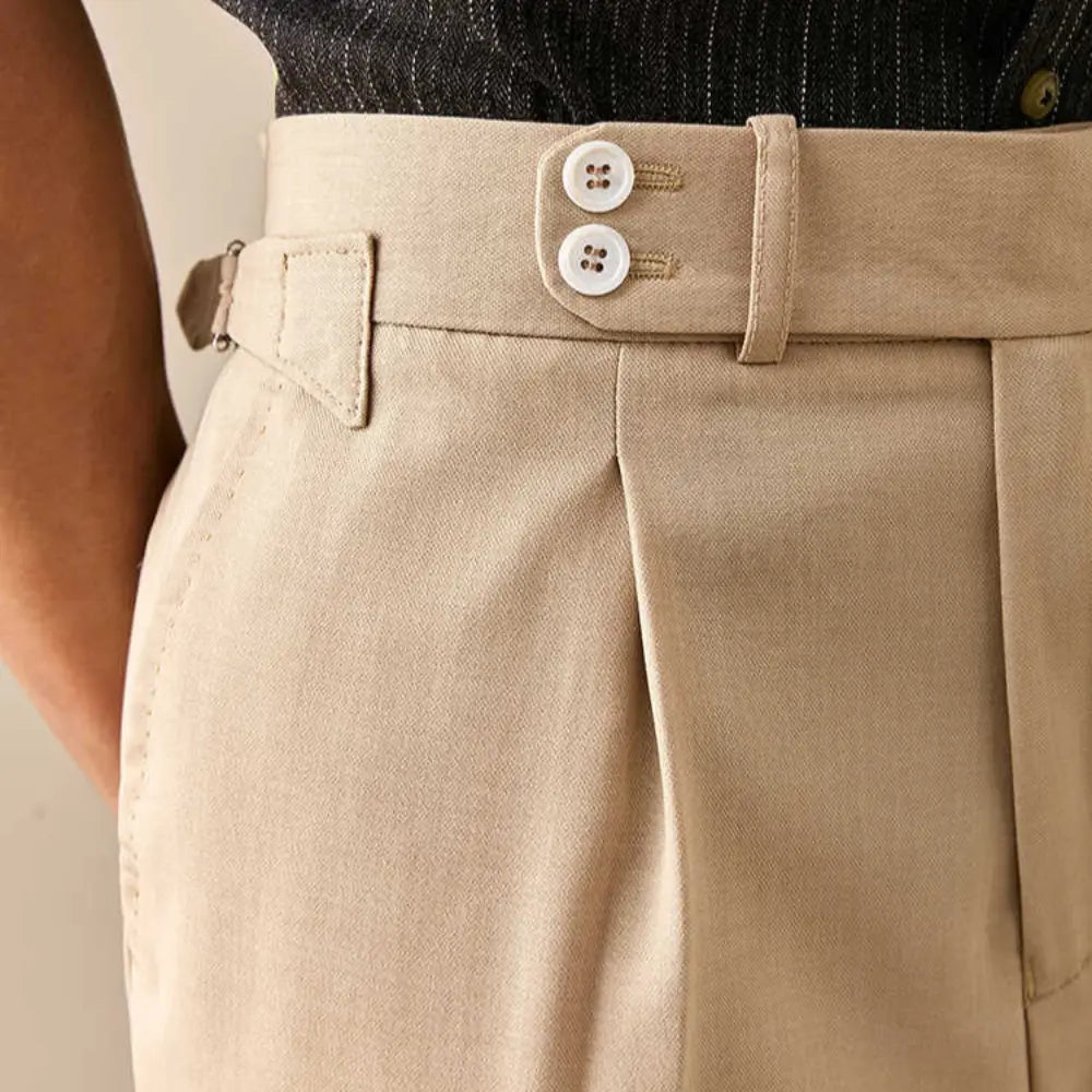 Skinny Fit Belted Suit Pants – Solid Colour | Business Leisure | Non-Iron Finish