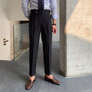 Black straight leg trousers