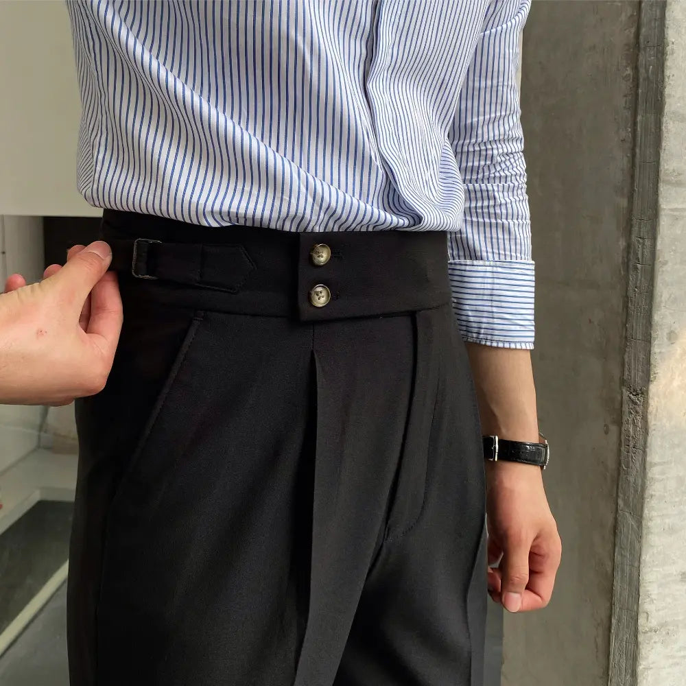 New Men's Naples Straight Leg High Waist Pants – White, Black, Khaki | Daily Wear | Old Money Leisure Fit