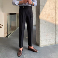 Black straight leg trousers