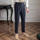 Tailored straight leg trousers - black