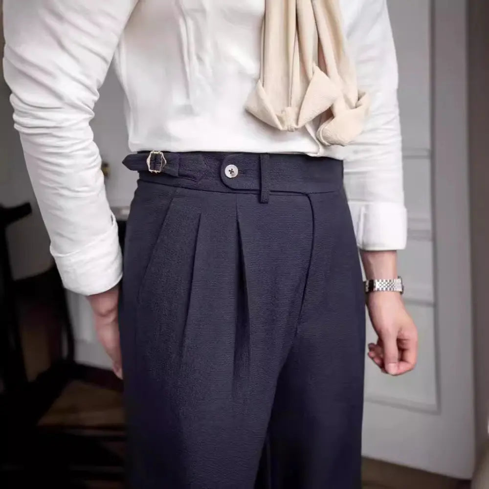 Tailored straight leg trousers - black